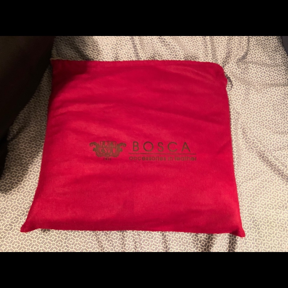 Bosca oversized leather pebbled messenger bag